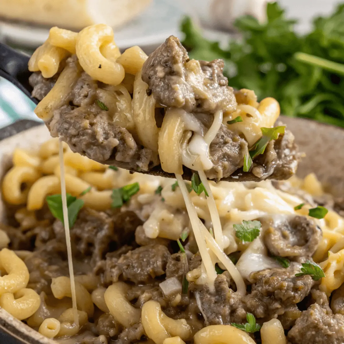 This simple Philly Cheesesteak Pasta recipe is a cheesy, comforting dish that's sure to become a family favorite!